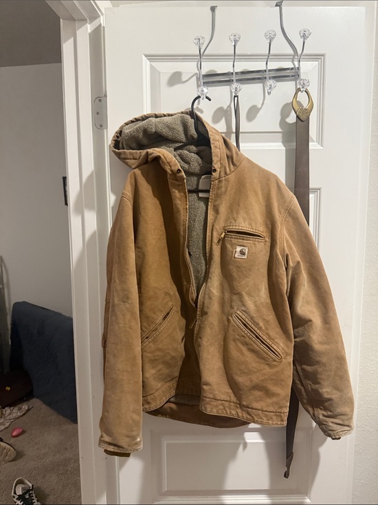 Carhartt Other - Carhartt Tan Hooded Canvas Work Jacket